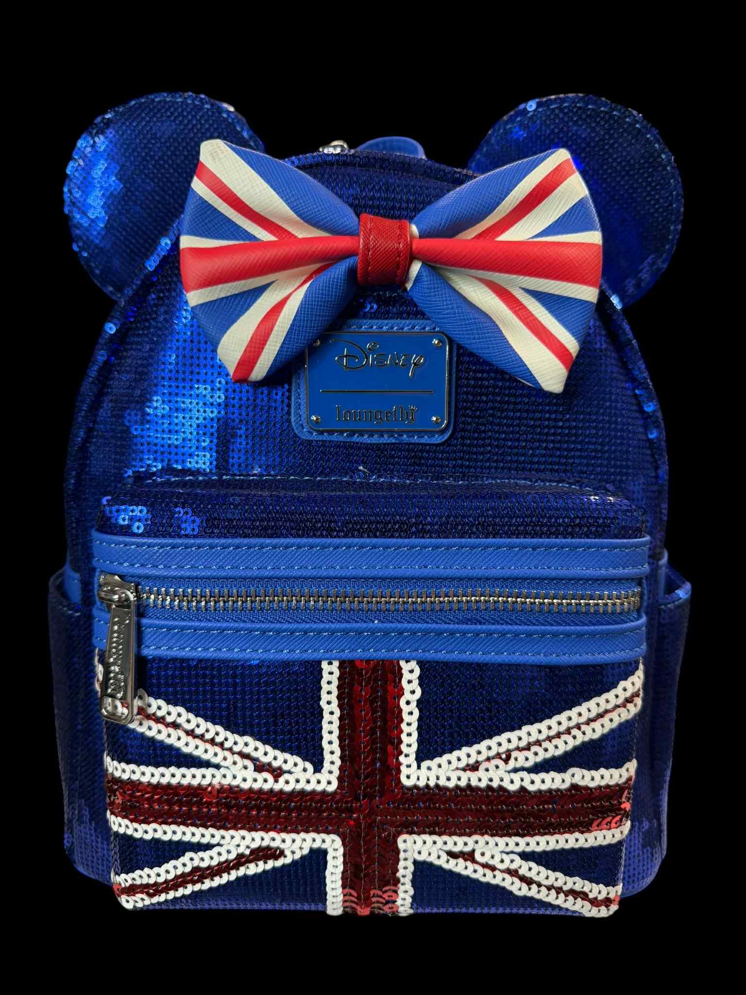 Loungefly Disney Minnie Mouse Union Jack Sequin Mini Backpack 