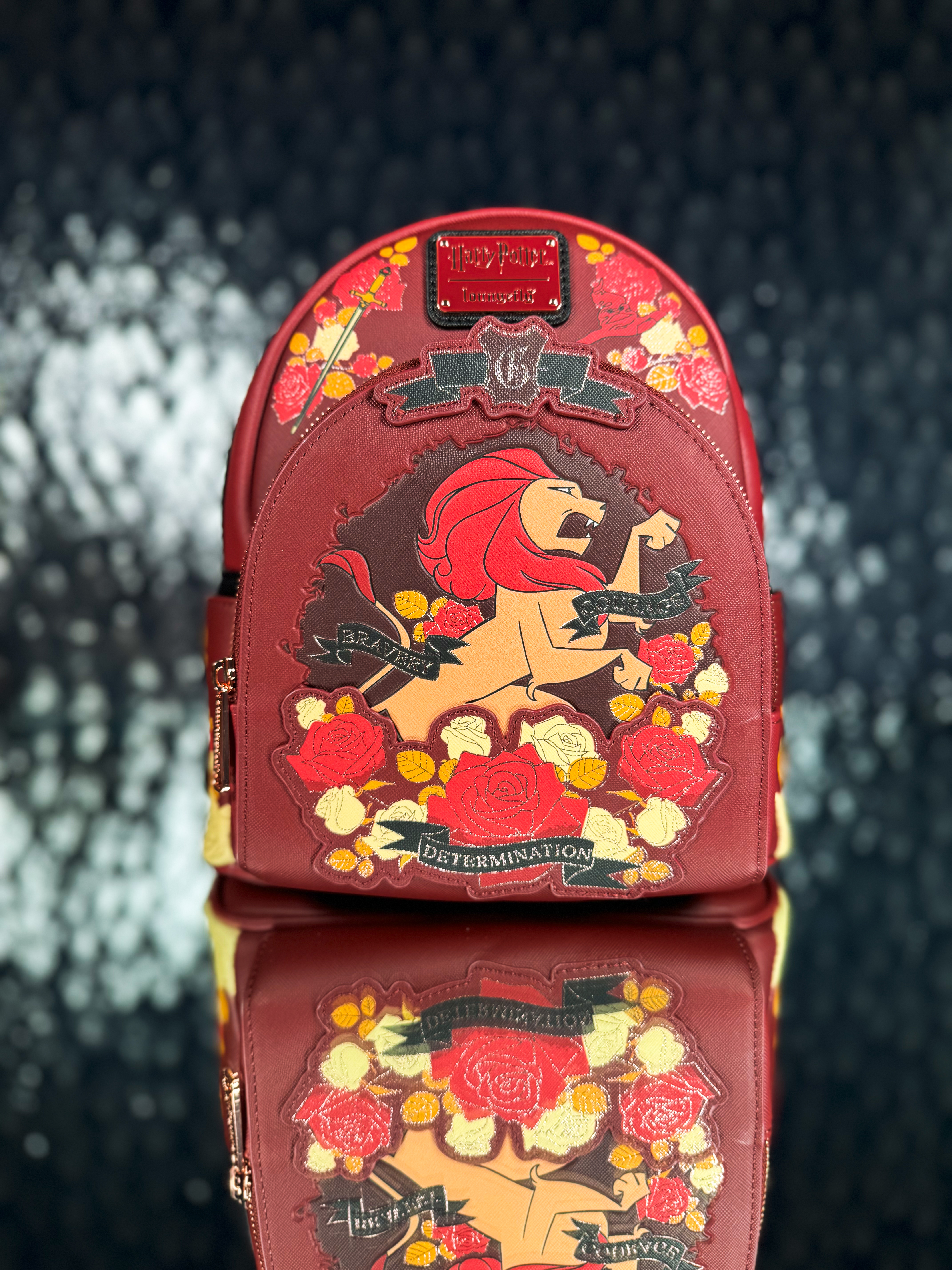 Harry Potter Gryffindor House Floral Tattoo Mini Backpack 