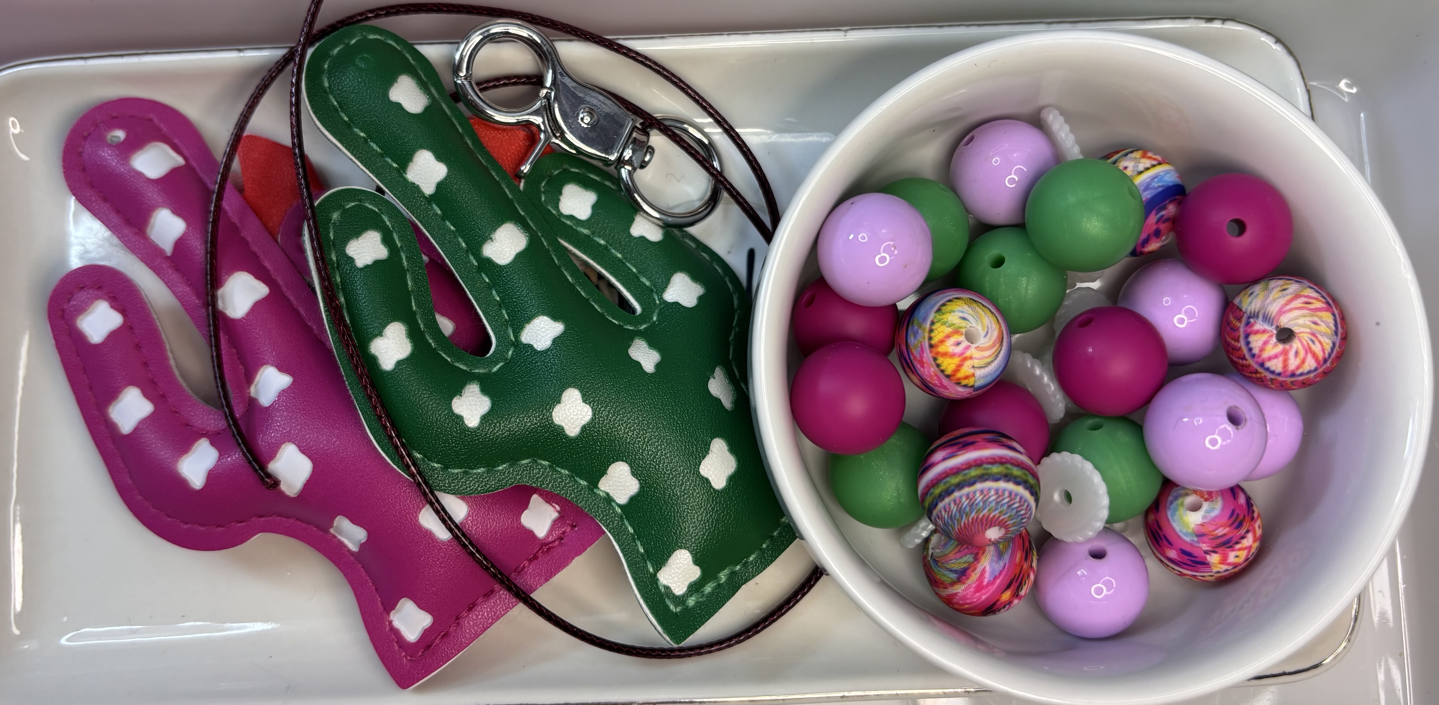 DIY silicone kit Hot girl summer wristlet keychain with cactus