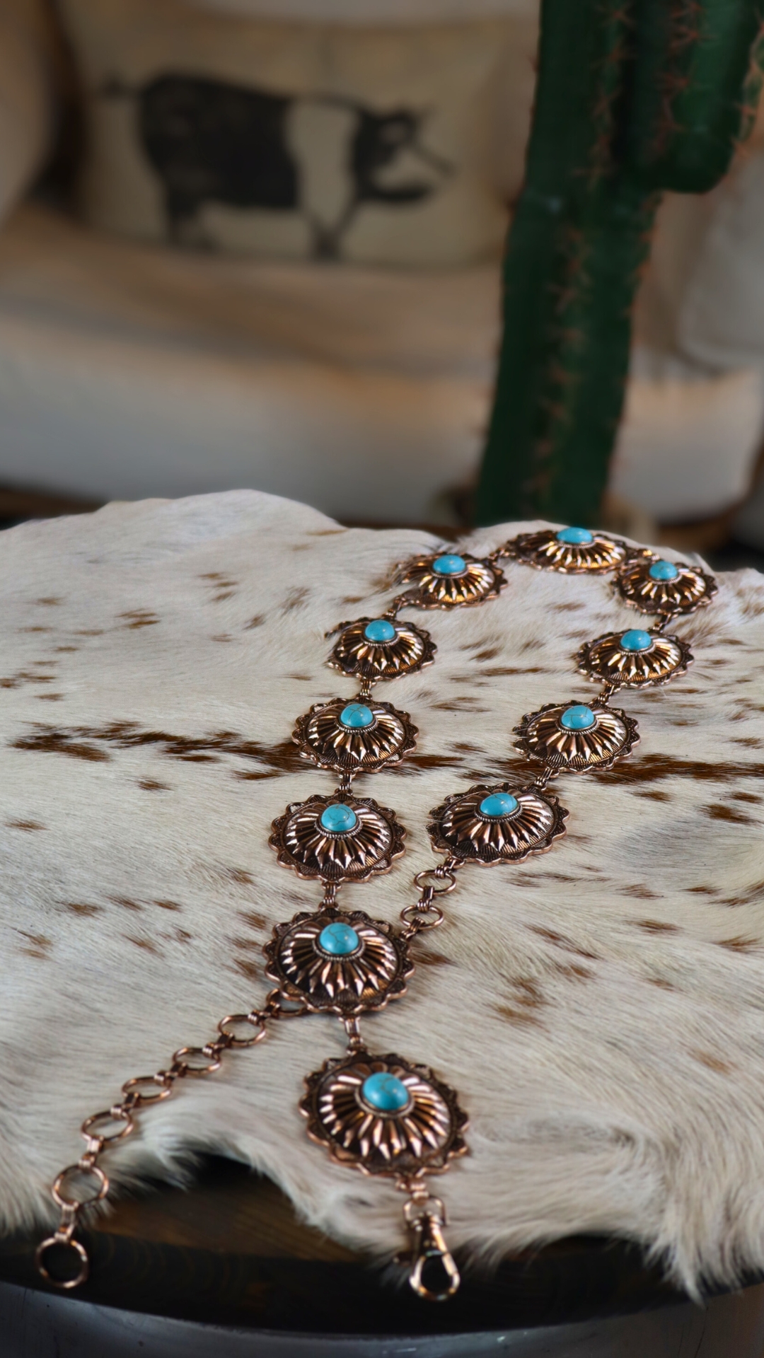 THE BRONZE TURQUOISE CHAIN BELT | Queeny display picture 1