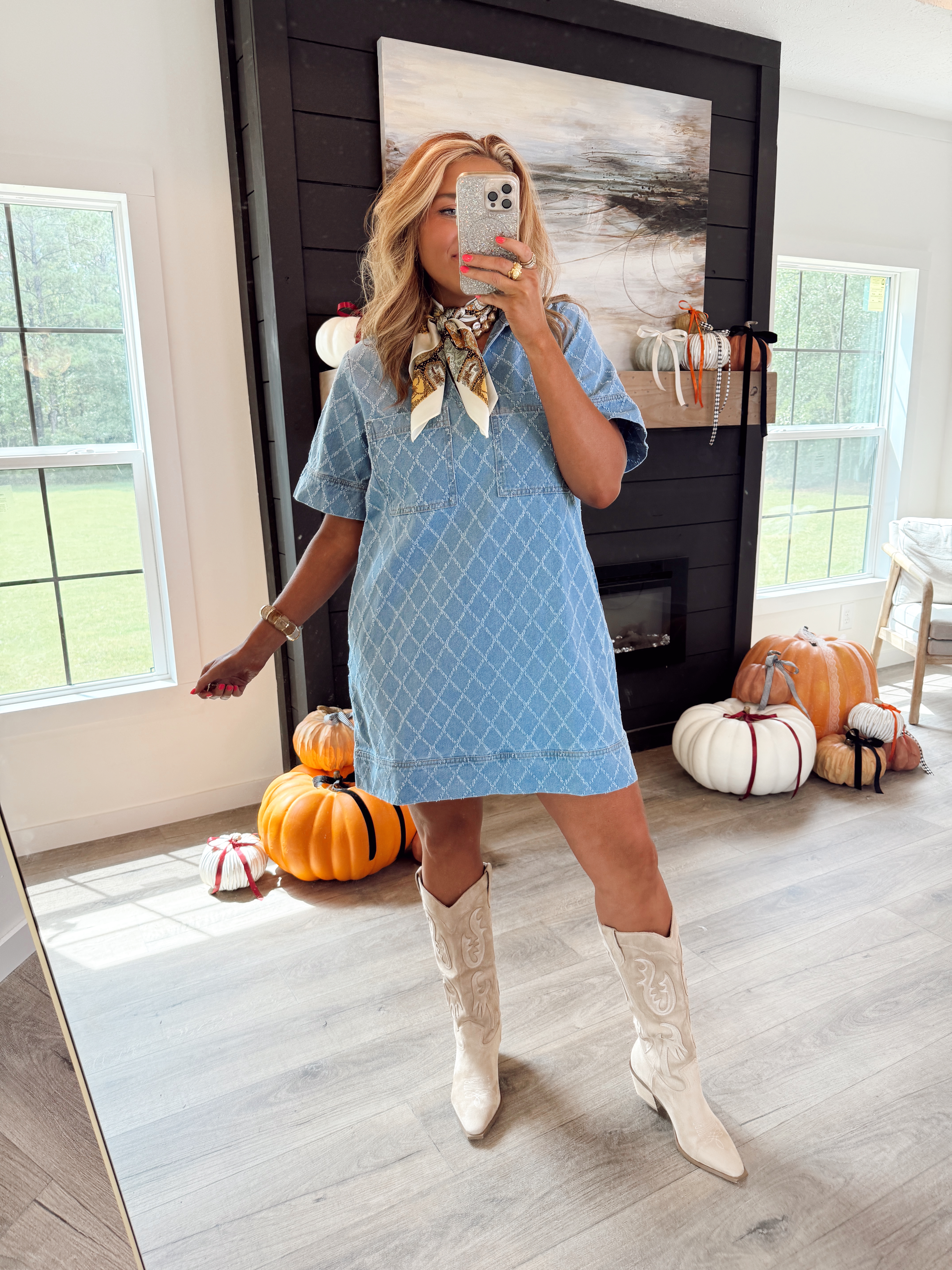 Entro Lattice Frayed Denim Dress | Fly Boutique