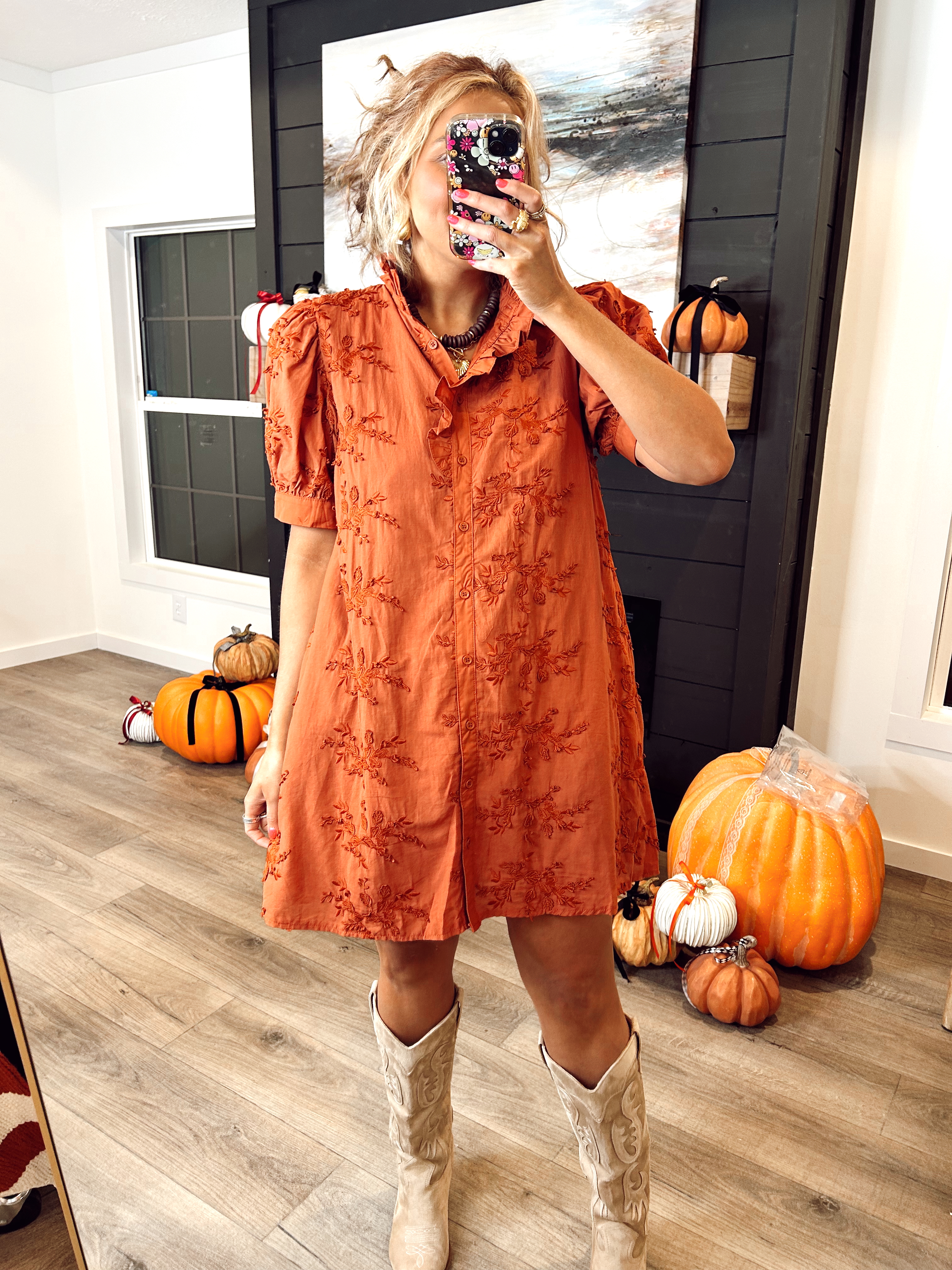 knee length dresses for ladies Kyra Mini Dress ~ Caramel main image 1