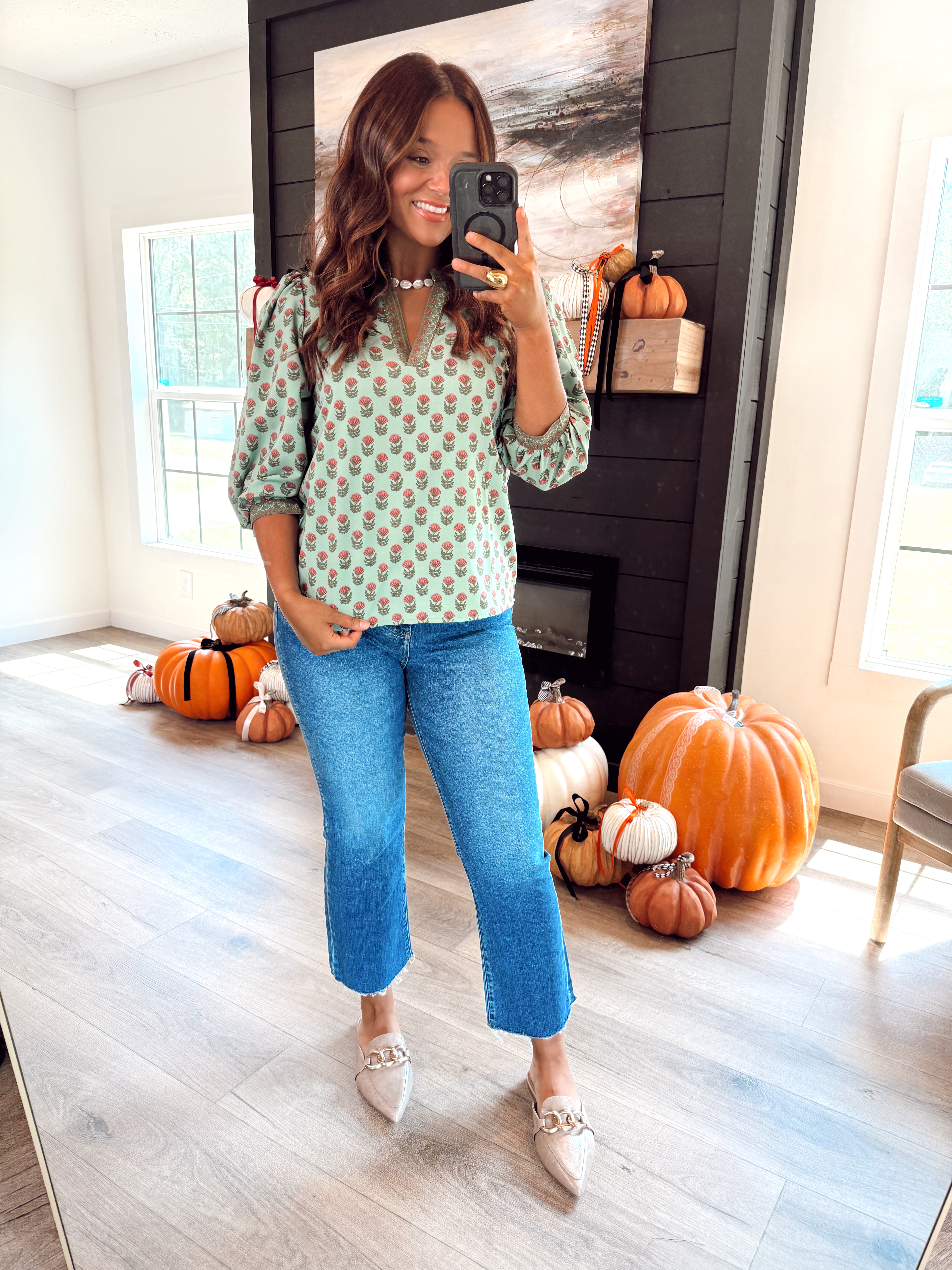 Mary Square Floral Foulard Vineyard Tamryn Top | Fly Boutique