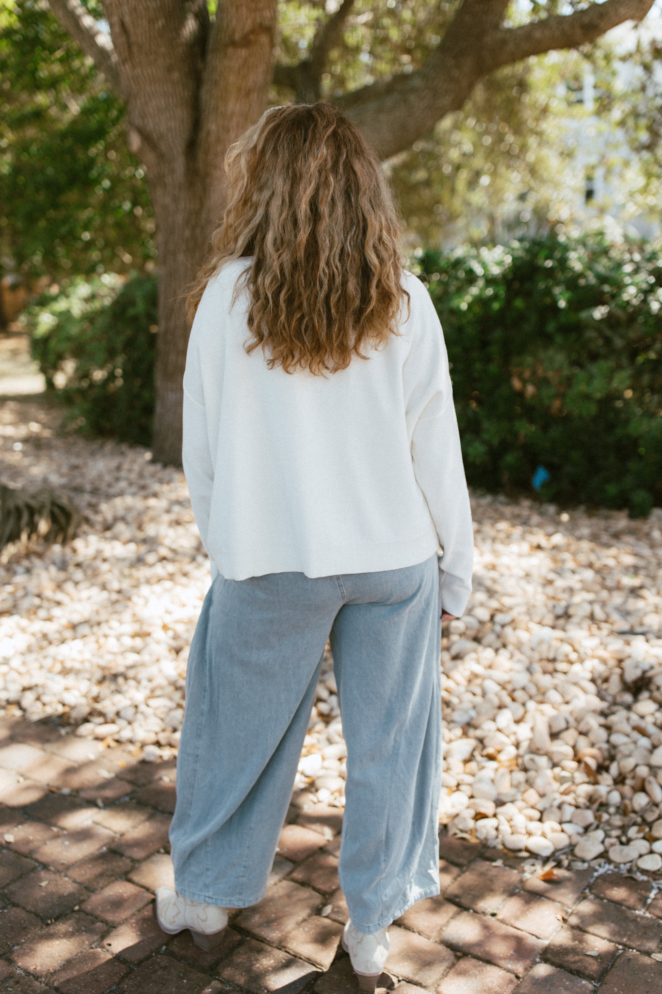 Entro Lt Blue Denim High Waist Pleated Ankle Length Balloon Pants 
