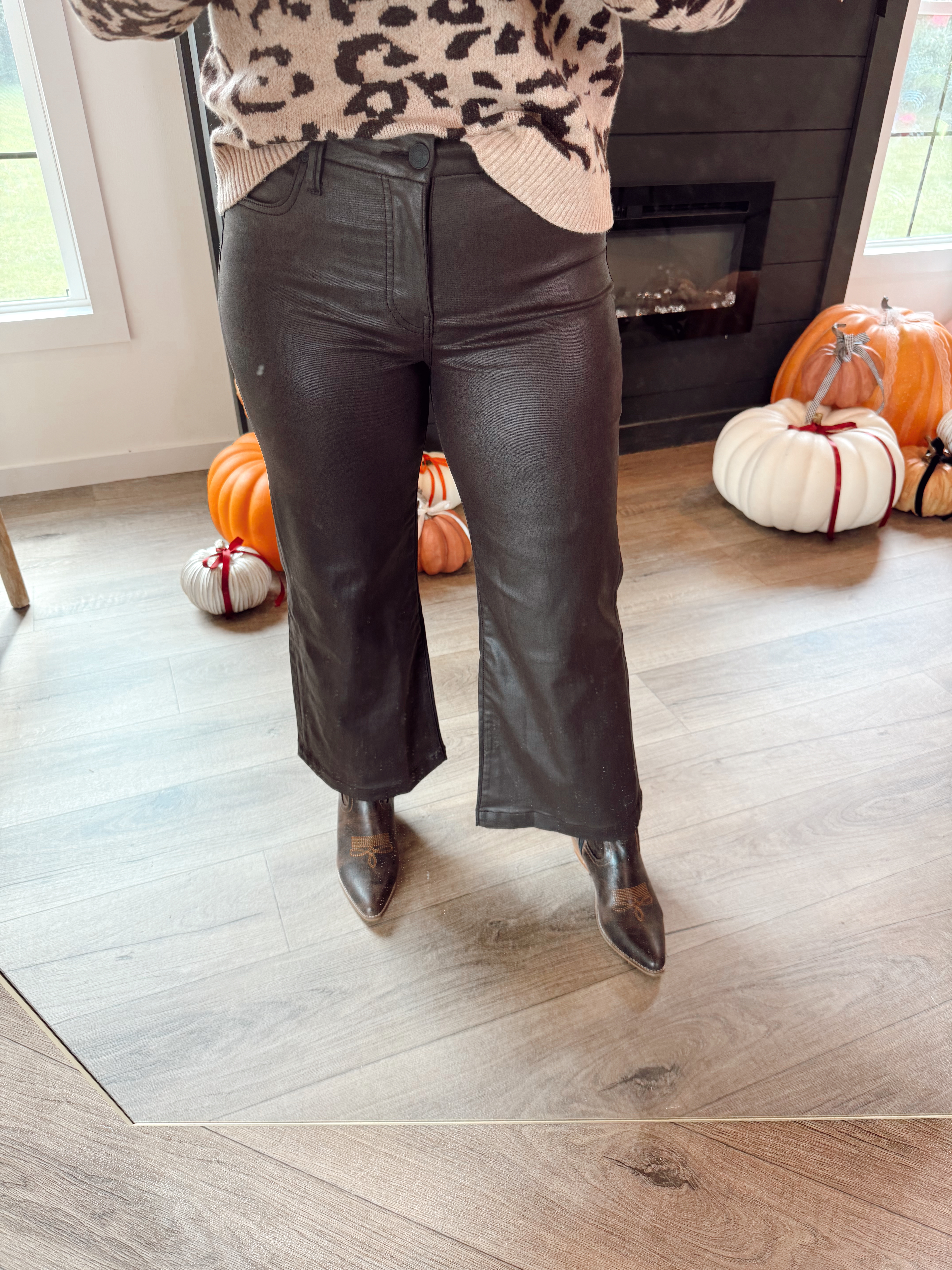 KUT Chocolate Meg Coated Wide Leg Pant | Fly Boutique