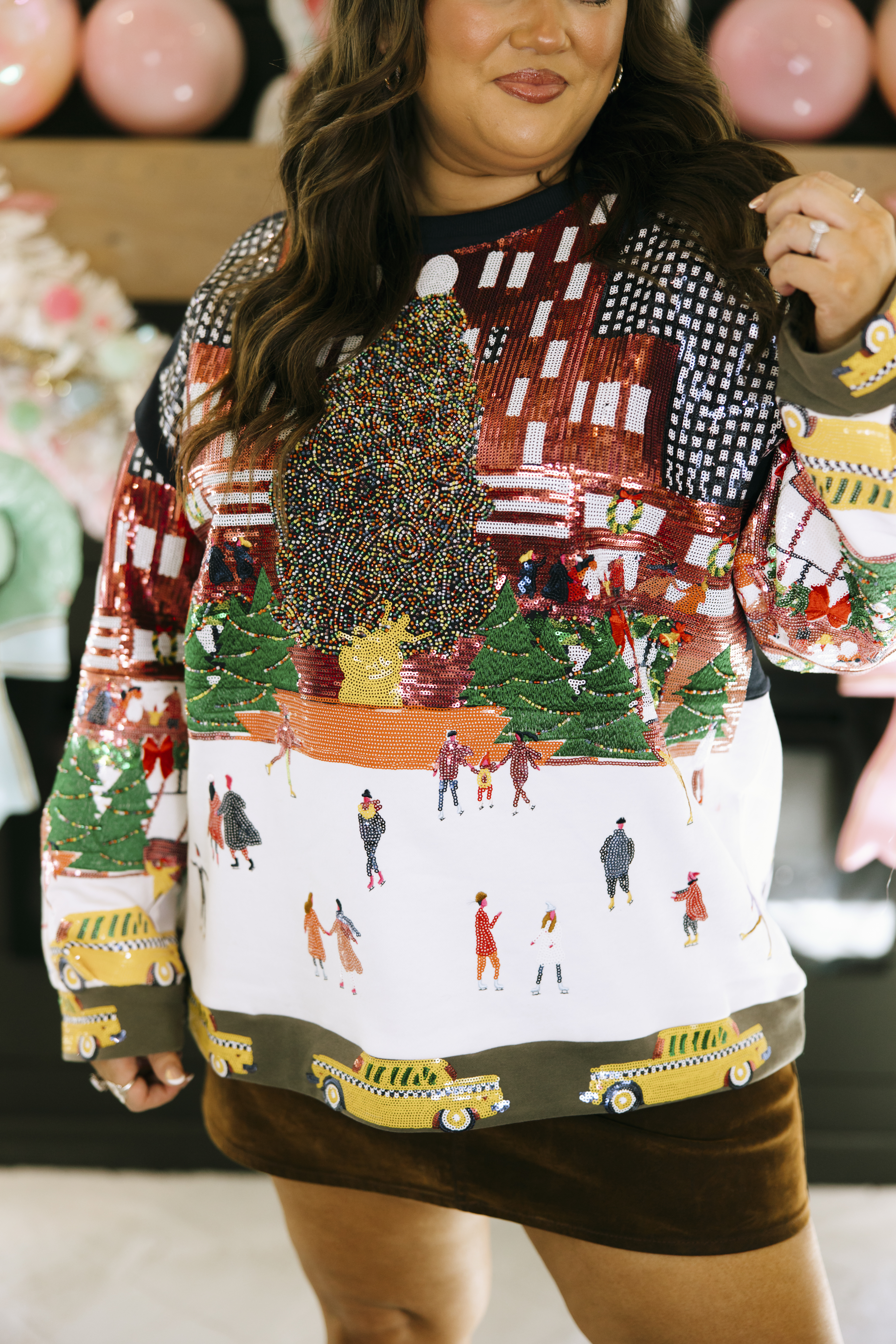 Queen Of Sparkles Multi Sequin Rockefeller Center At Christmas Sweatshirt |  Fly Boutique