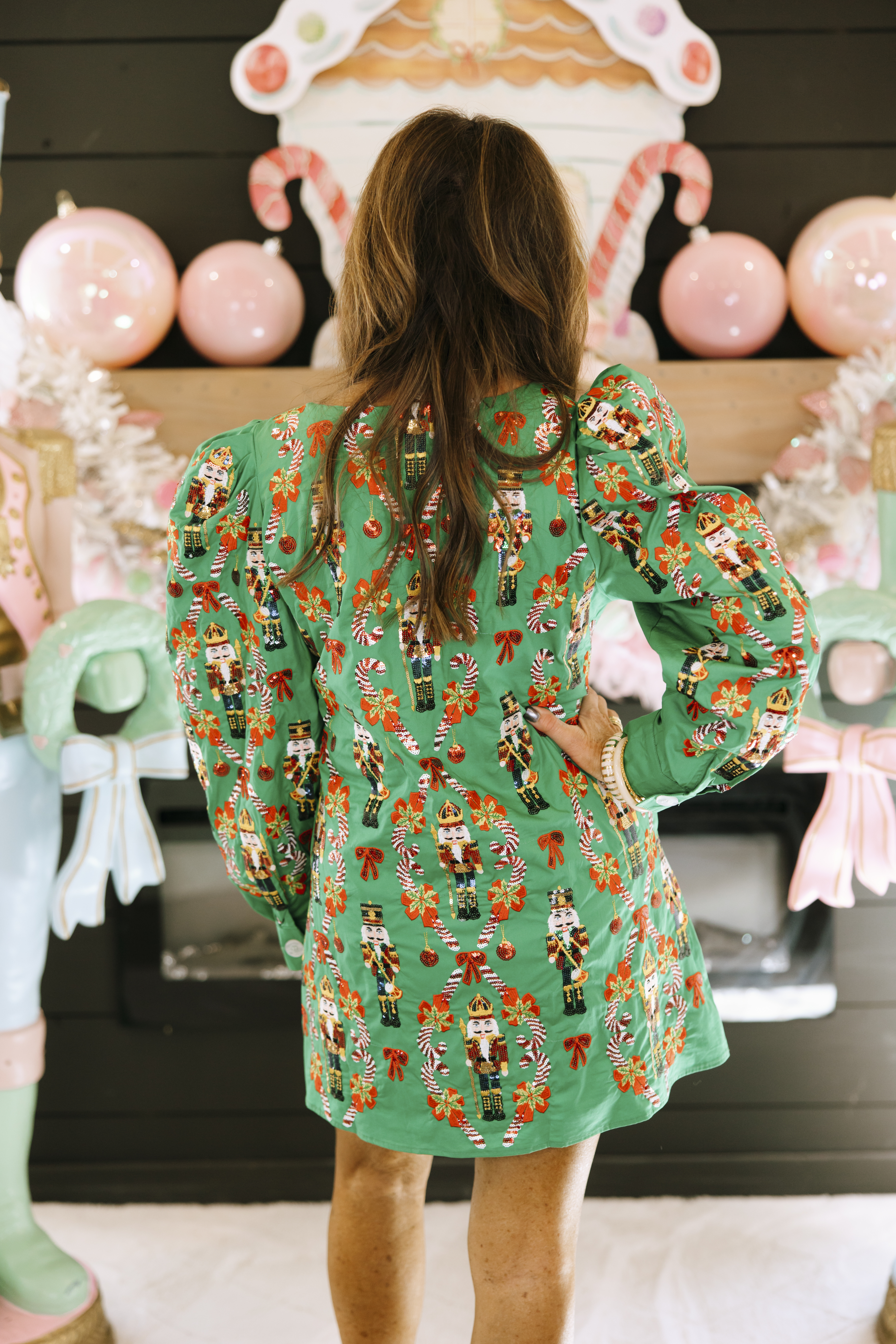 green nutcracker dress Pre Order）Girls Christmas Nutcracker Print Dress main image 0