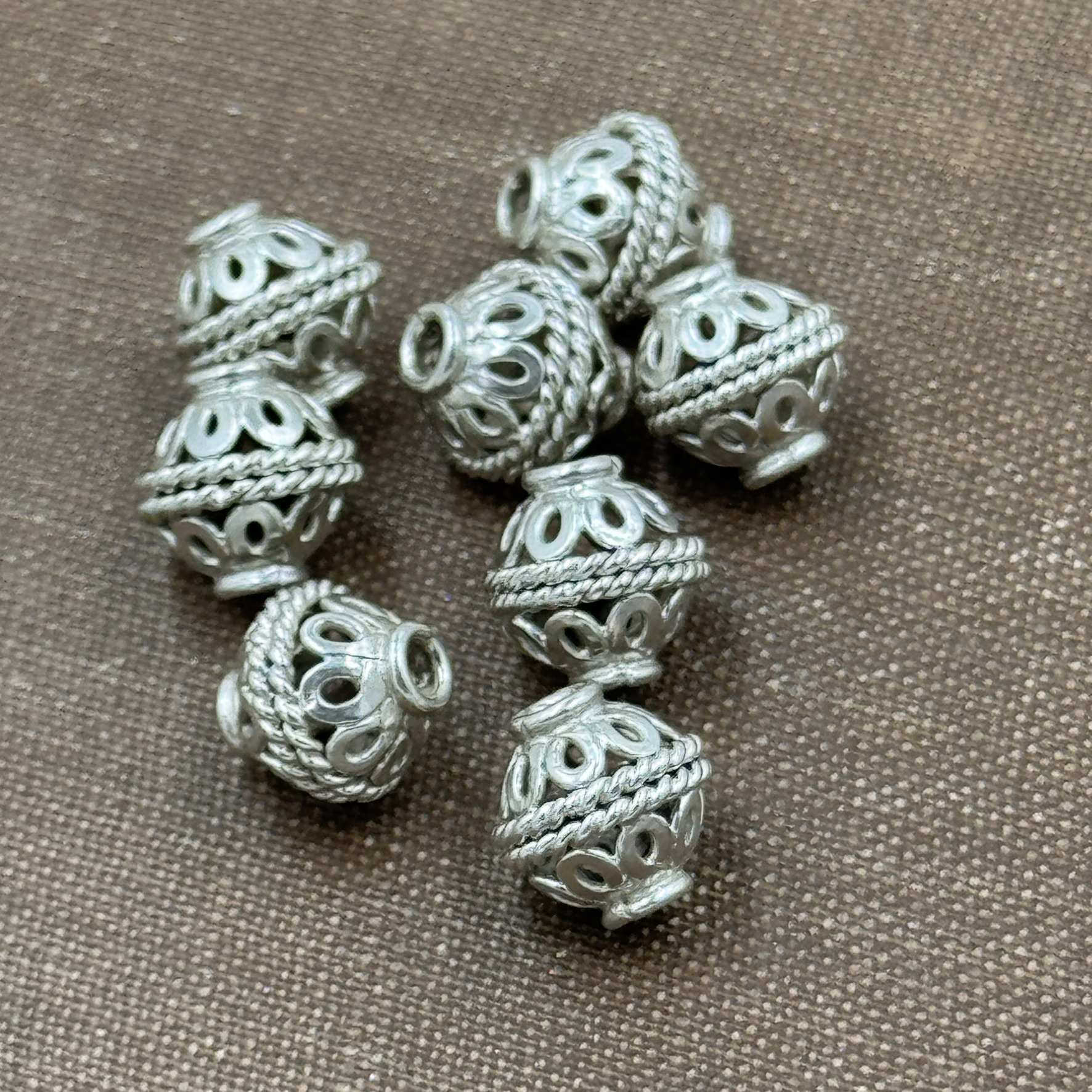 10mm Bali Oxidized Sterling Silver Flower Spacer Bead – .925 Solid Silver #3127