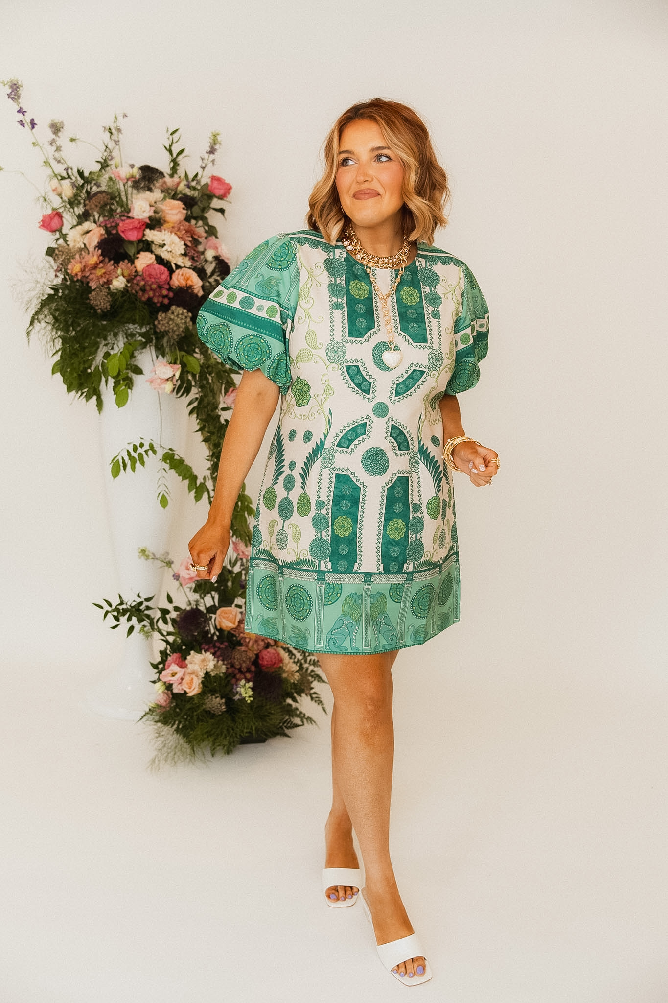 green emerald velvet dress Striped Seersucker Dress main image 0