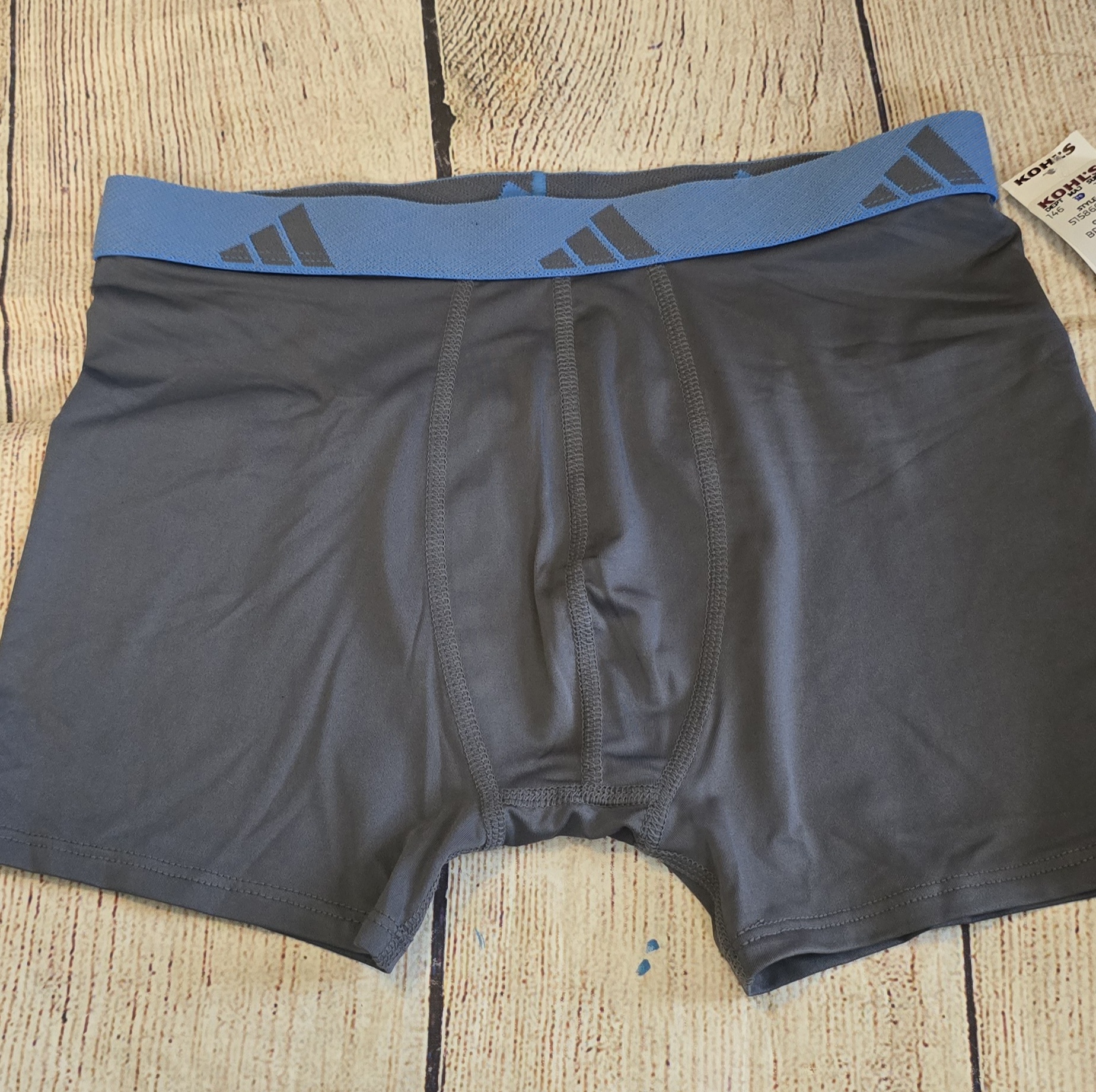 1 Pair Boxer Briefs, Boys XL (18/20) Adidas, Gray K4