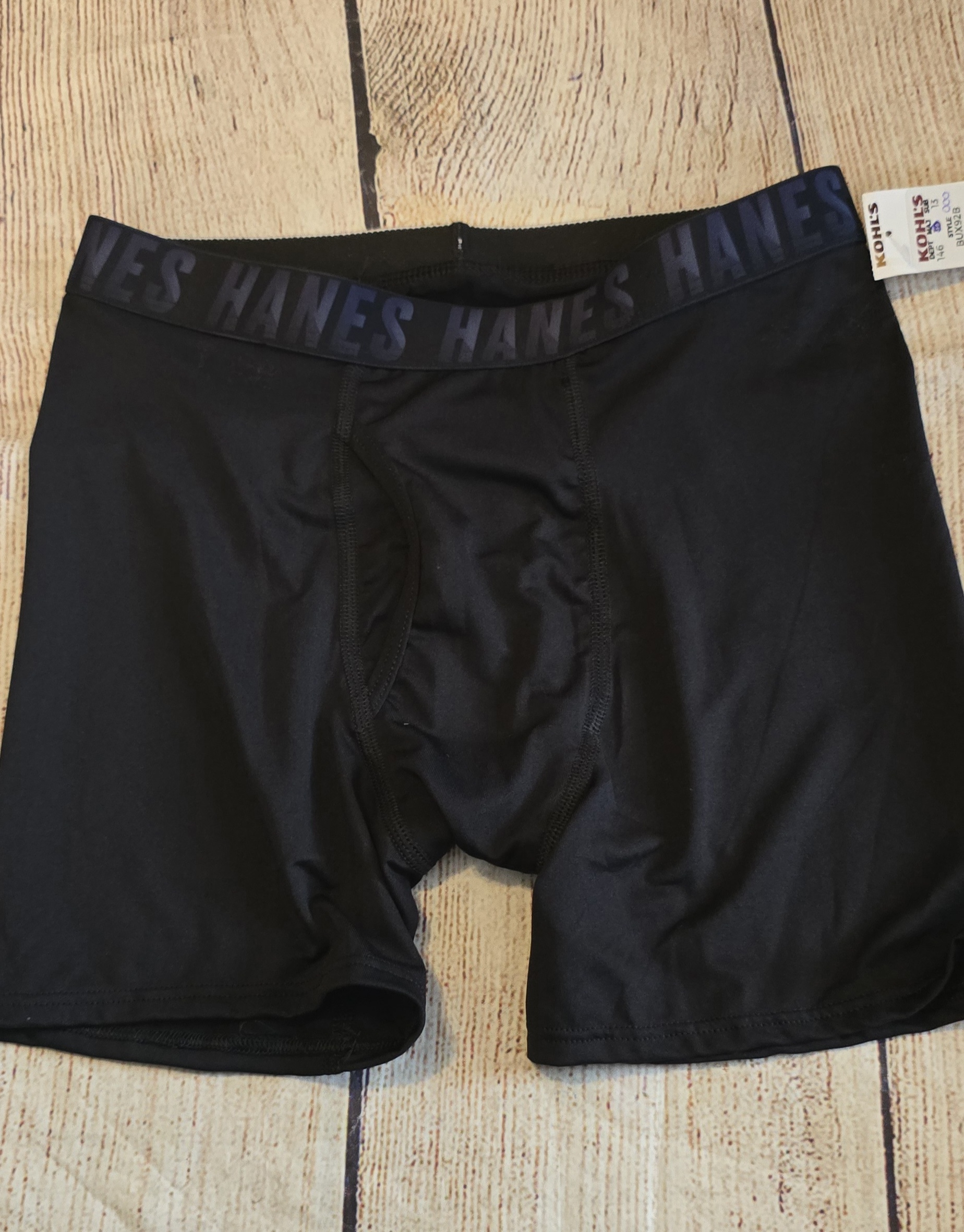1 Pair Boxer Briefs, Boys Hanes Large (14/16), Black K4