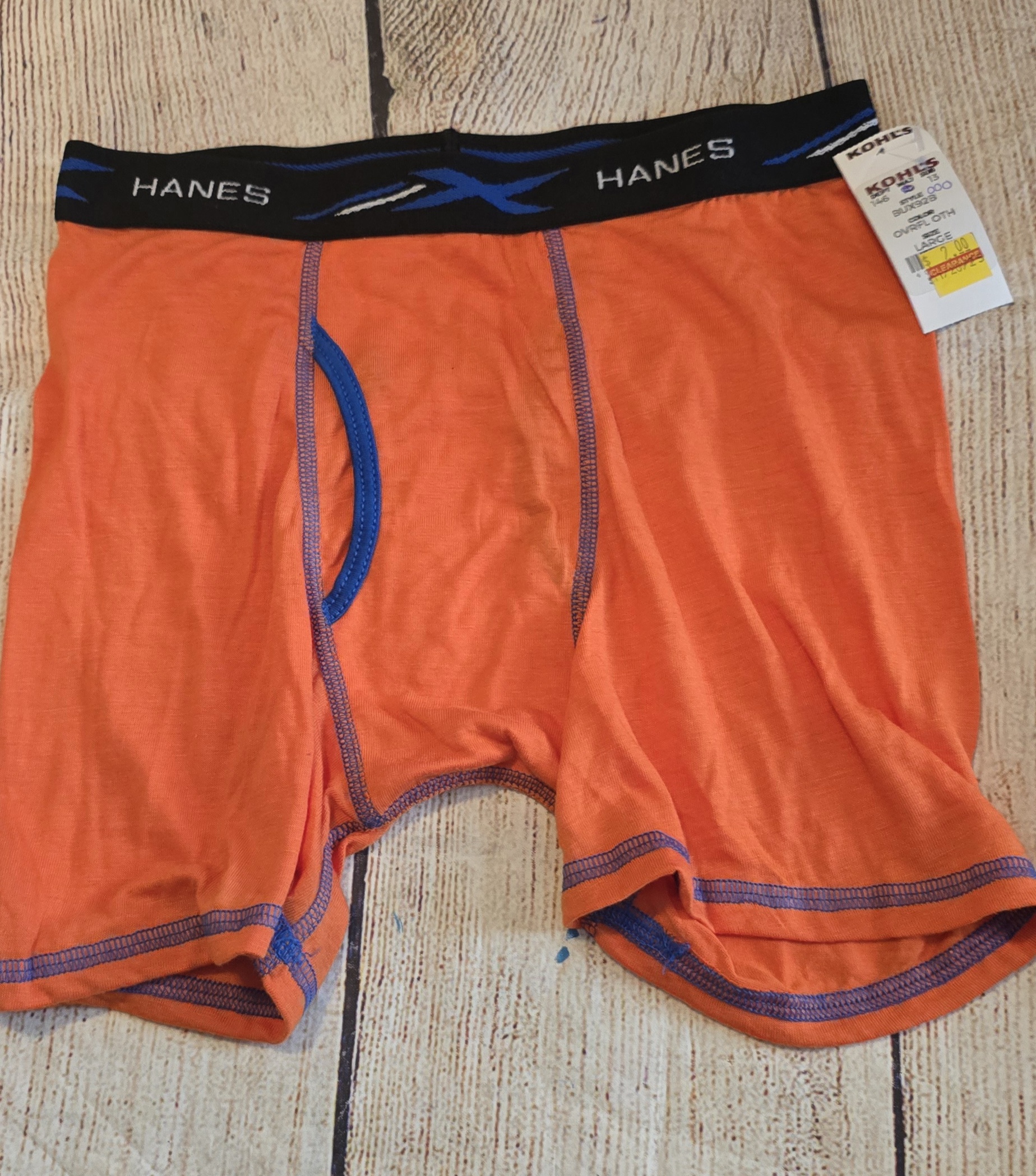 1 Pair Boxer Briefs, Boys Hanes Large (14/16) Orange K4