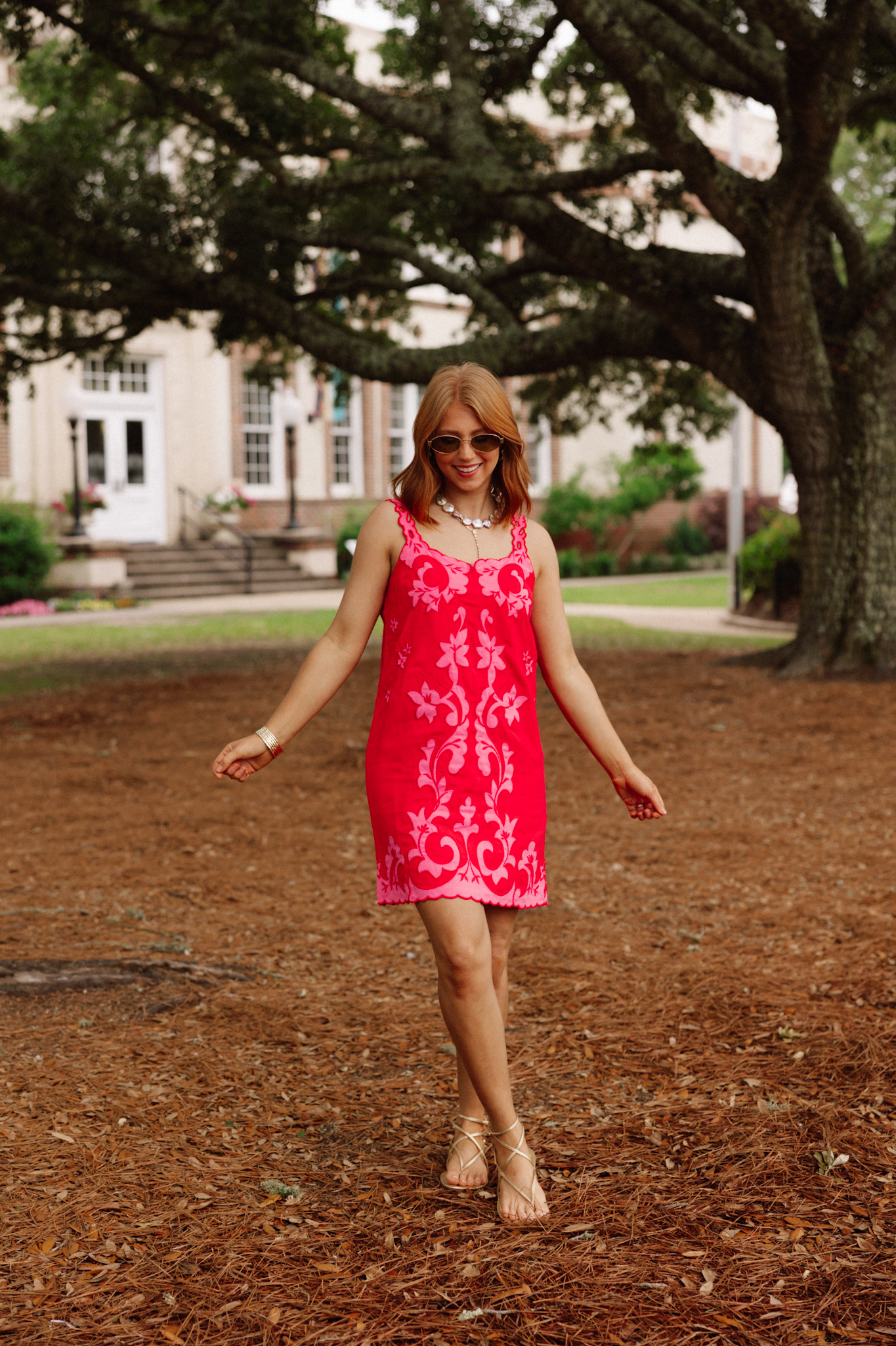 Red Embroidered Mini Shift Dress | Fly Boutique